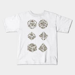 Sage Green and Red Gradient Rose Vintage Pattern Silhouette Polyhedral Dice - Dungeons and Dragons Design Kids T-Shirt